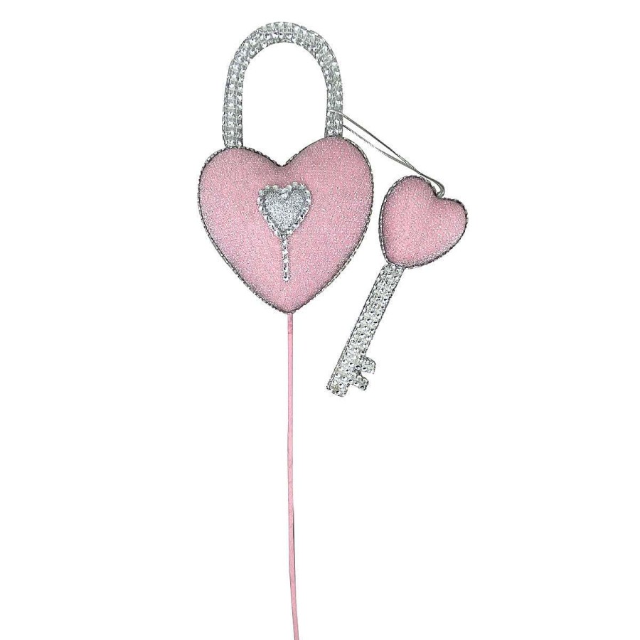 Liberty Floral Sprays | Barbie Style Pink Bling Heart Lock & Key Spray