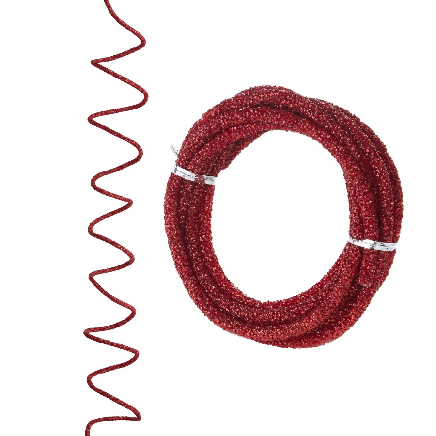 RAZ Garlands | Red Glittered Rope Garland, 10'