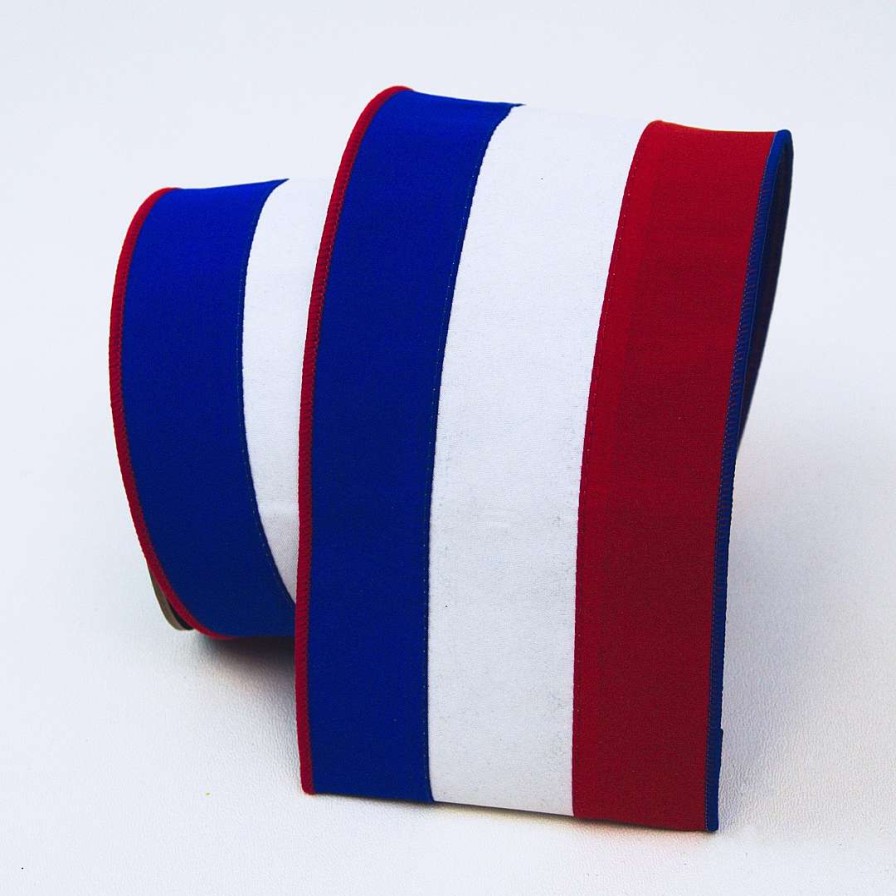 Farrisilk Ribbon | Patriotic Red, White, And Blue Stripes 4" X 10Yd