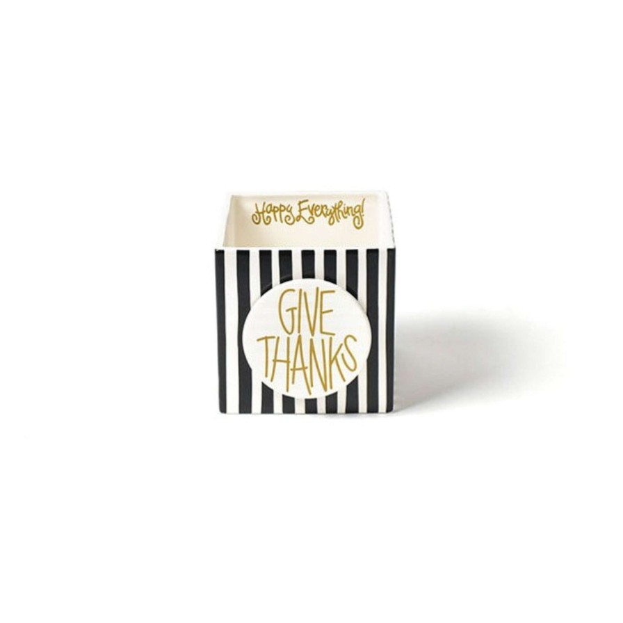 Happy Everything Decorative Containers | Black Stripe Medium Nesting Cube By Happy Everything!