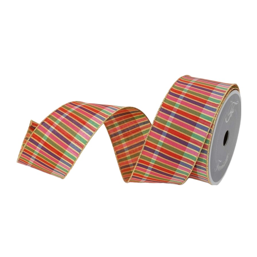 Farrisilk Ribbon | Multi-Colored Cambridge Stripe Ribbon 2.5"X10Yd