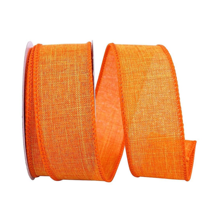 Reliant Ribbon Ribbon | Tangerine Linen Ribbon, 1.5" X 10Yd