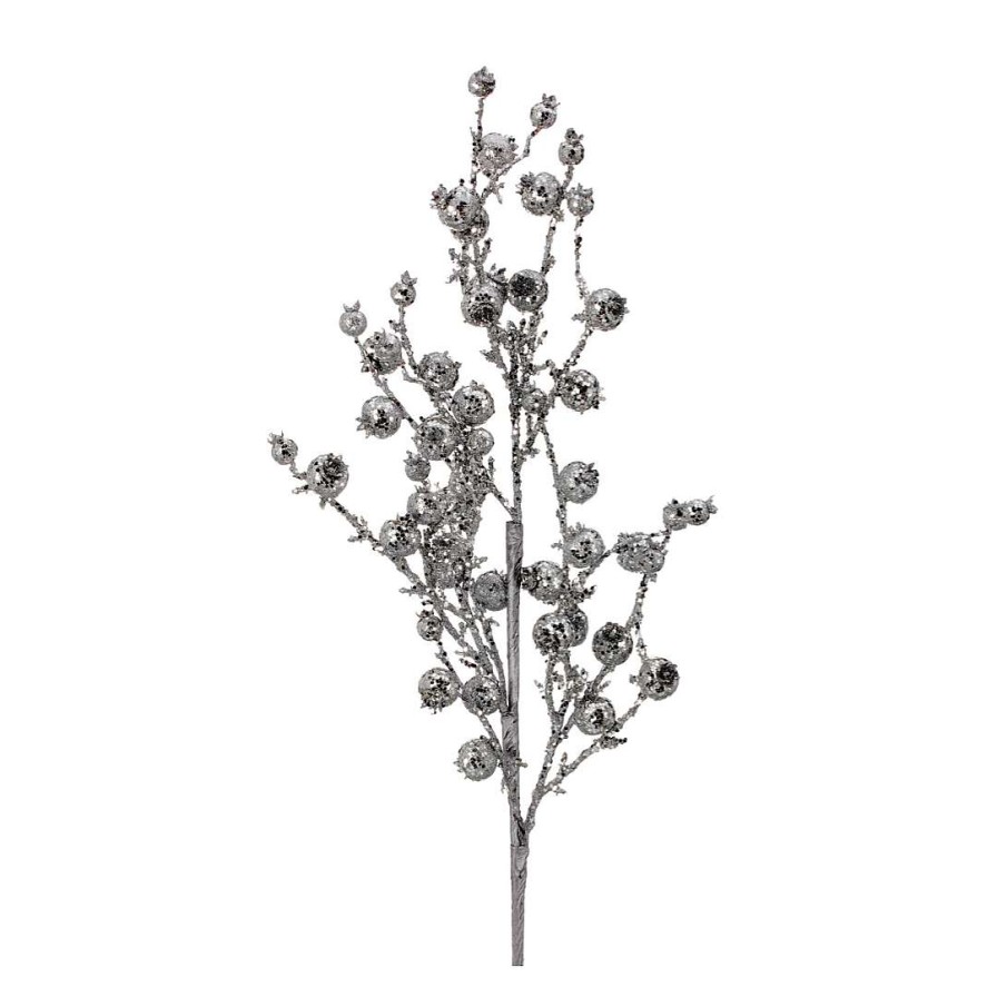 Regency Floral | Silver Metallic Cherry Berry Spray