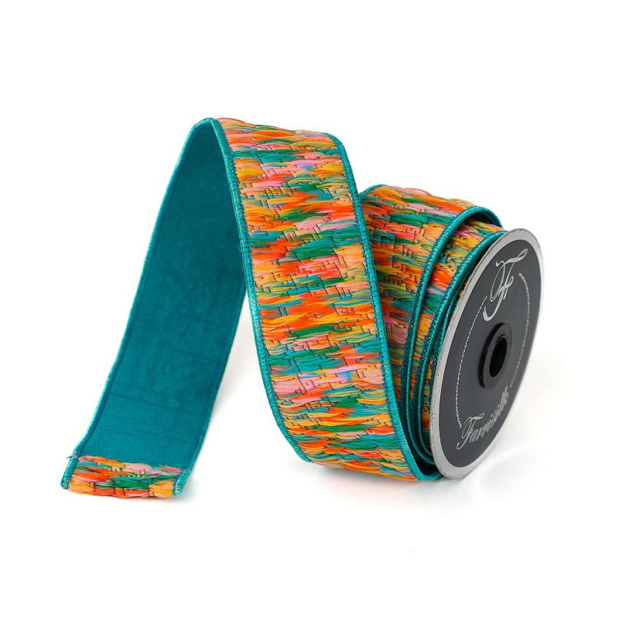 Farrisilk Ribbon | Teal Groovy Loom Ribbon, 2.5" X 5Yd