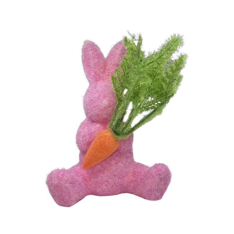 180 Degrees Home Accents | Flocked Bunny With Carrot