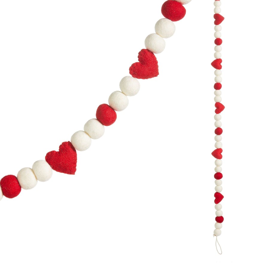 RAZ Garlands | Pom And Heart Felt Garland, 6'