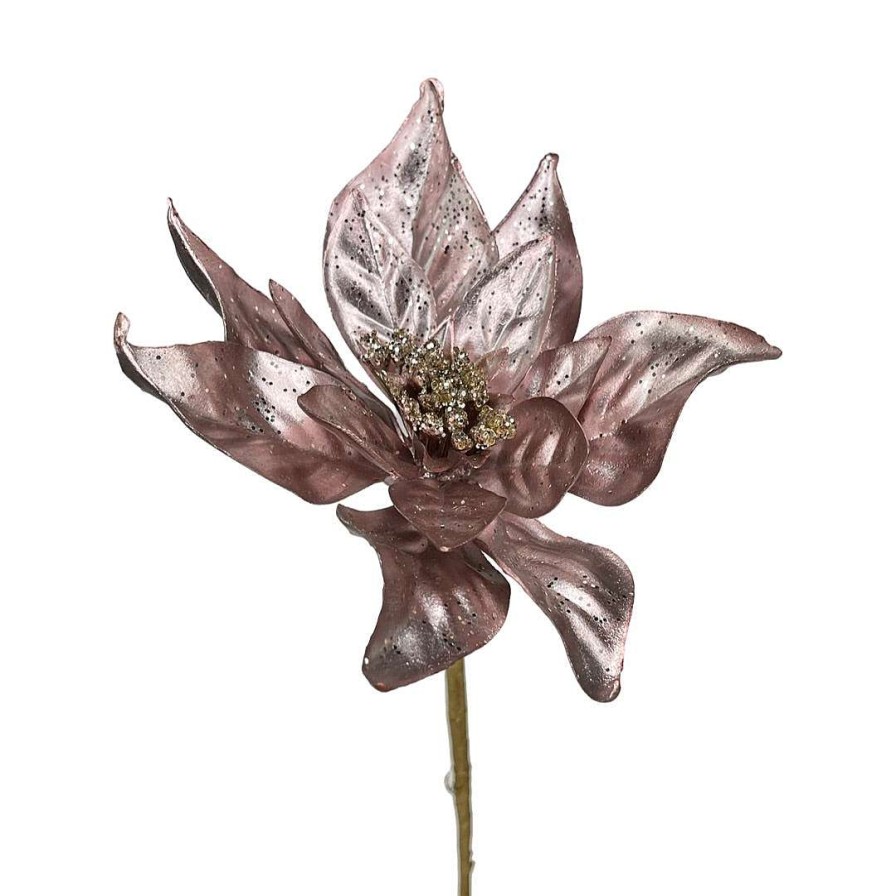 Regency Floral | Blush Pink Metallic Poinsettia Stem