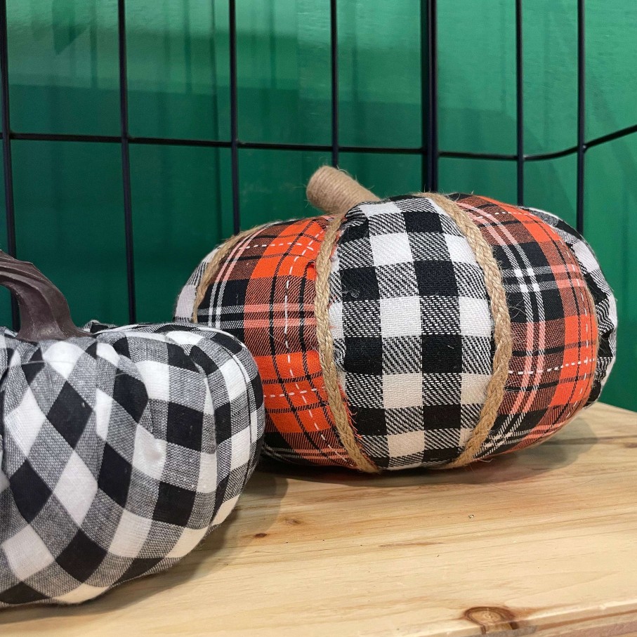 Liberty Floral Home Accents | Plaid Fabric Pumpkin-Large
