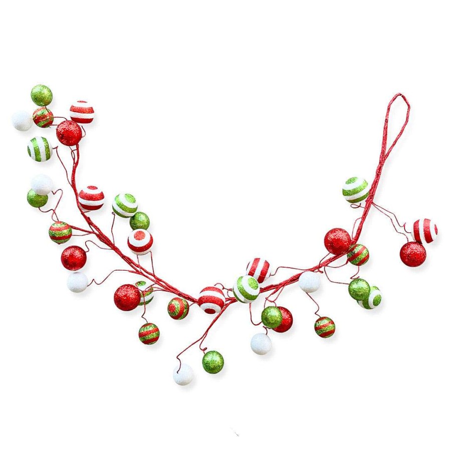 Craig Bachman Garlands | Glitter Ball Garland Red, Lime, And White, 5'