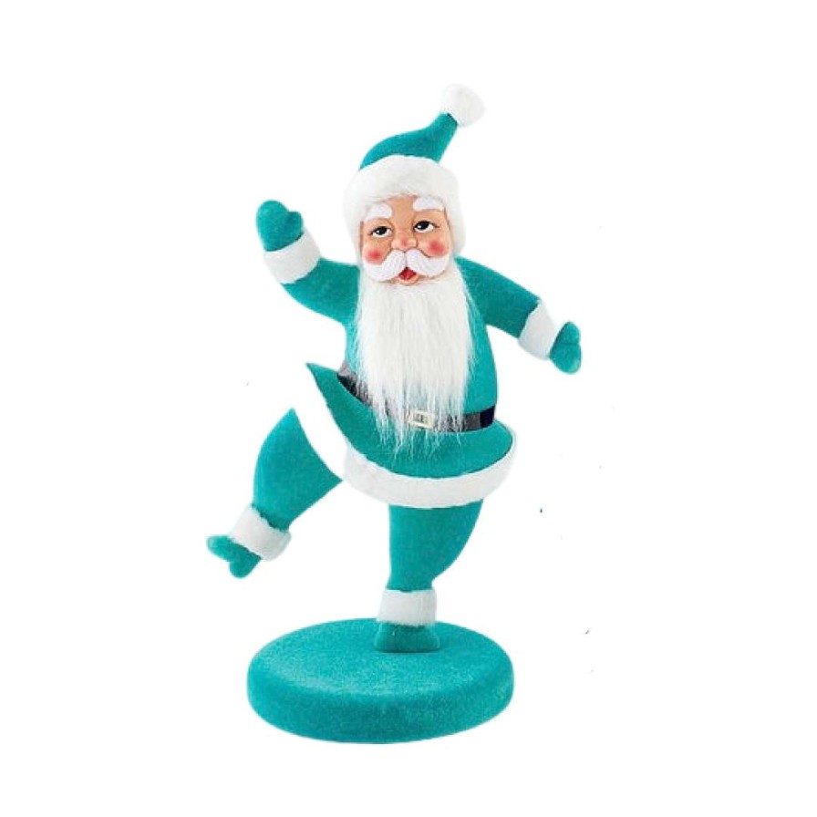 180 Degrees Home Accents | Flocked Dancing Santa On Base