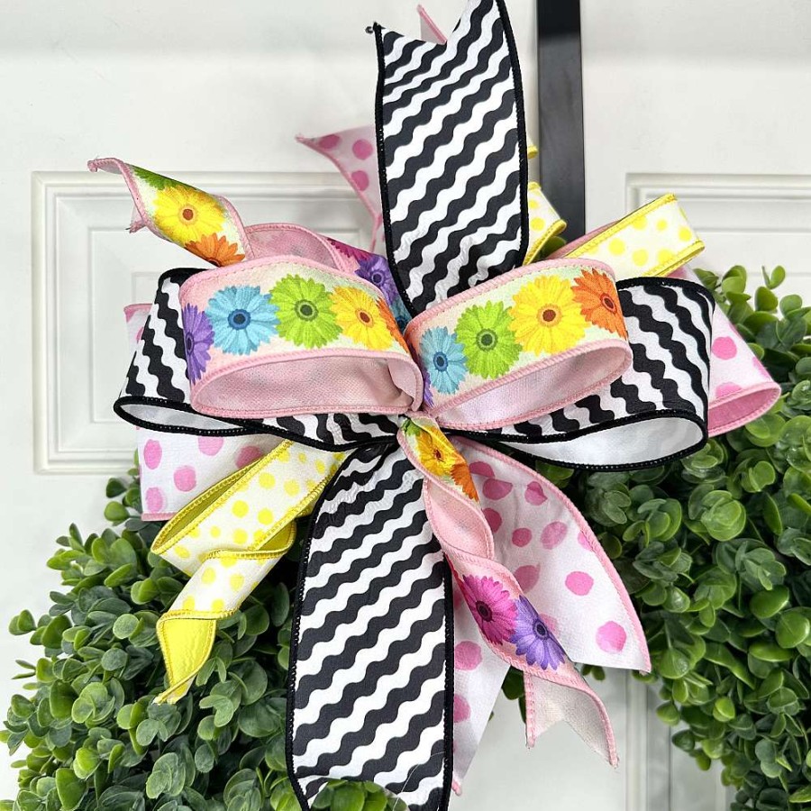 Farrisilk Spring | Black And White Illusion Ribbon, 2.5" X 10Yd