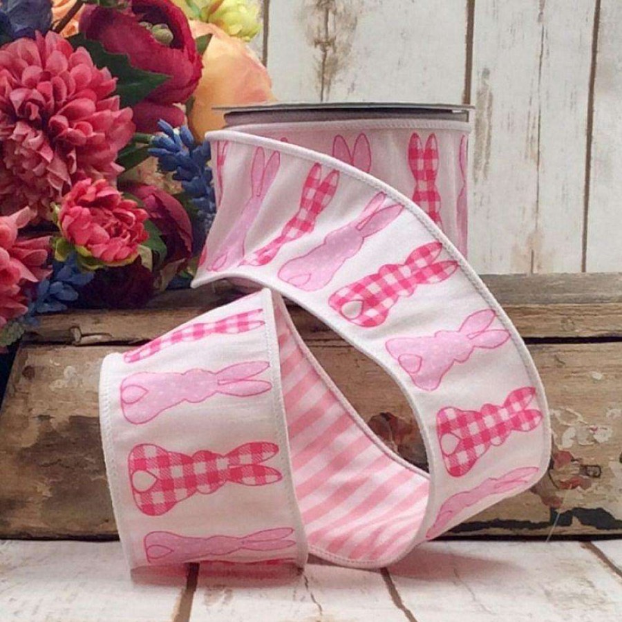 D. Stevens Spring Ribbon | Pink And White Easter Ribbon, 2.5" X 10Yd