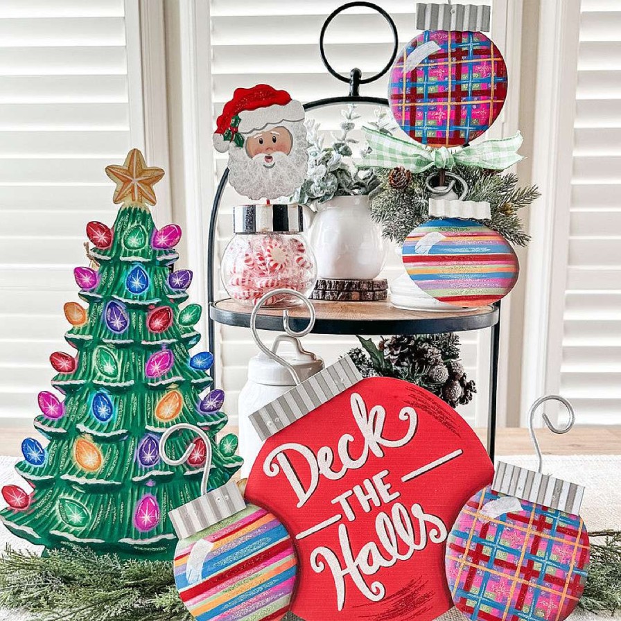 The Round Top Collection Pot Stakes | Pile Of Merry & Bright Ornaments