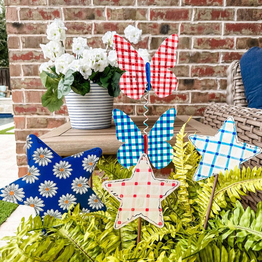 The Round Top Collection Pot Stakes | Plaid Double Butterfly