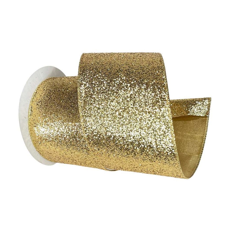 Farrisilk Ribbon | Gold Glitter Magic Ribbon 4"X10Yd