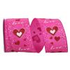 Reliant Ribbon Ribbon | Fuchsia Glitter Heart Ribbon, 2.5"X10Yd