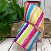 D. Stevens Spring | Multicolored And White Striped With Pink Piped Ribbon 4"X10Yds