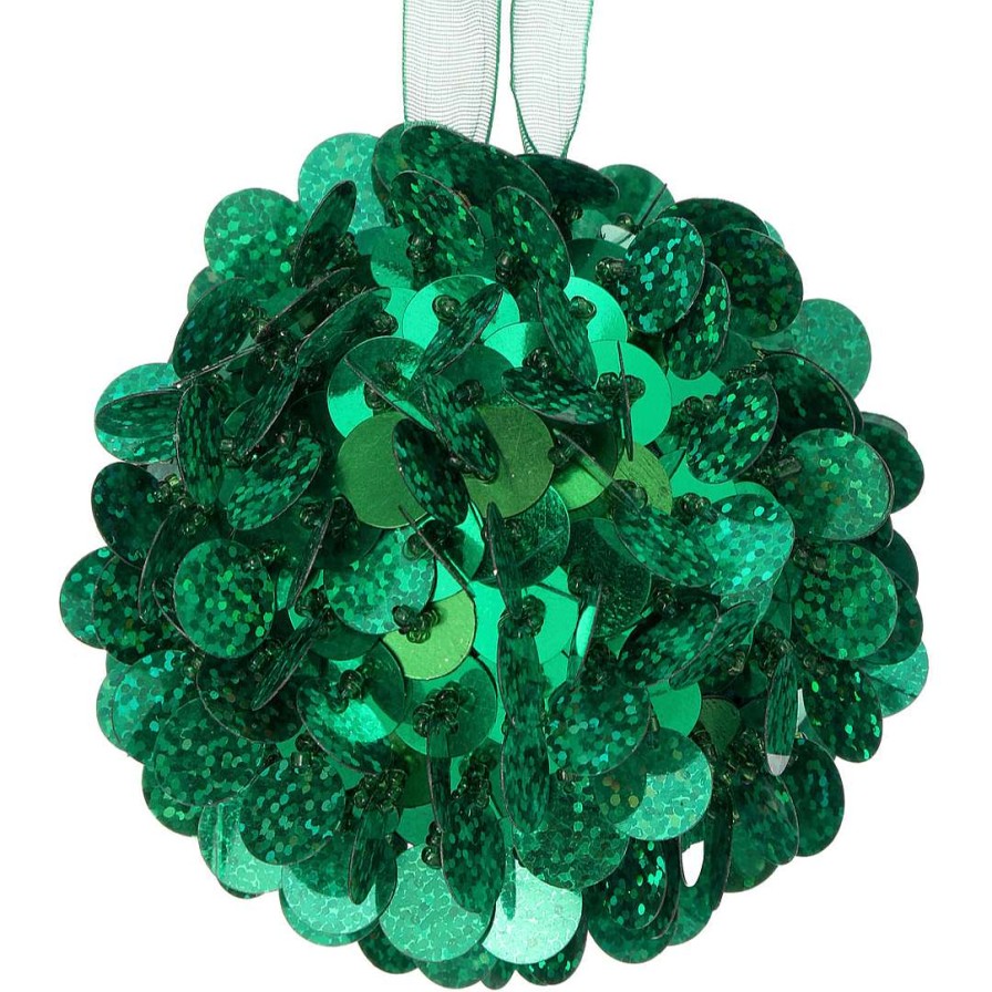 Regency Mardi Gras | Green Sequin Retro Ball Ornament