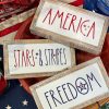 Transpac Focal Points | Stars And Stripes Wood Frame Metal Block